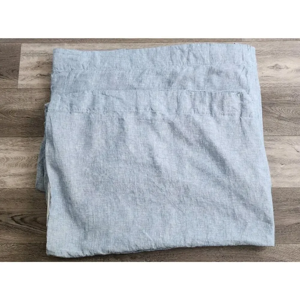 Pottery Barn Blue Chambray Linen 2 Curtain Panels 80 X 56